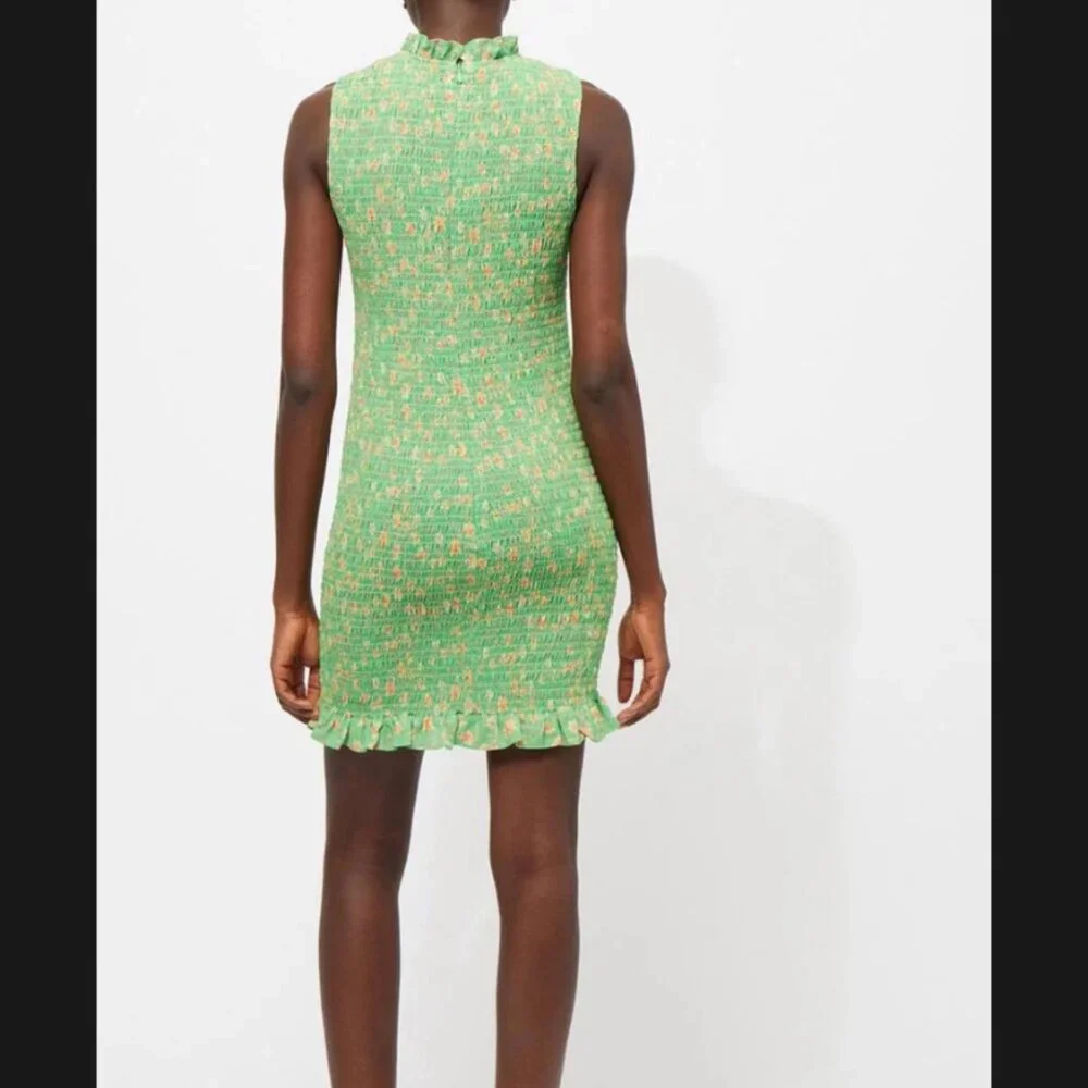 French Connection Women's Camille Verona Printed  Mini Dress  Green Size Large - Picture 2 of 3